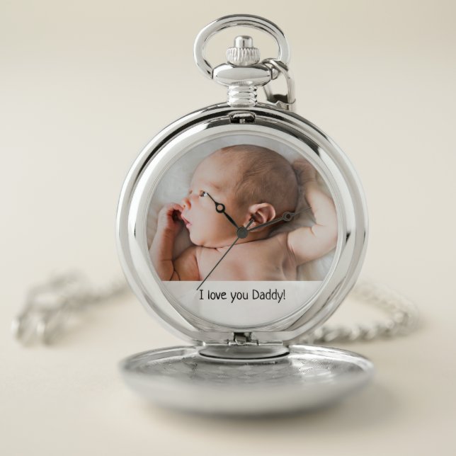 I love you daddy custom baby photo father's day pocket watch (Inside)