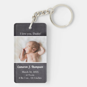 I love you Daddy Custom baby Photo Name birth stat Keychain