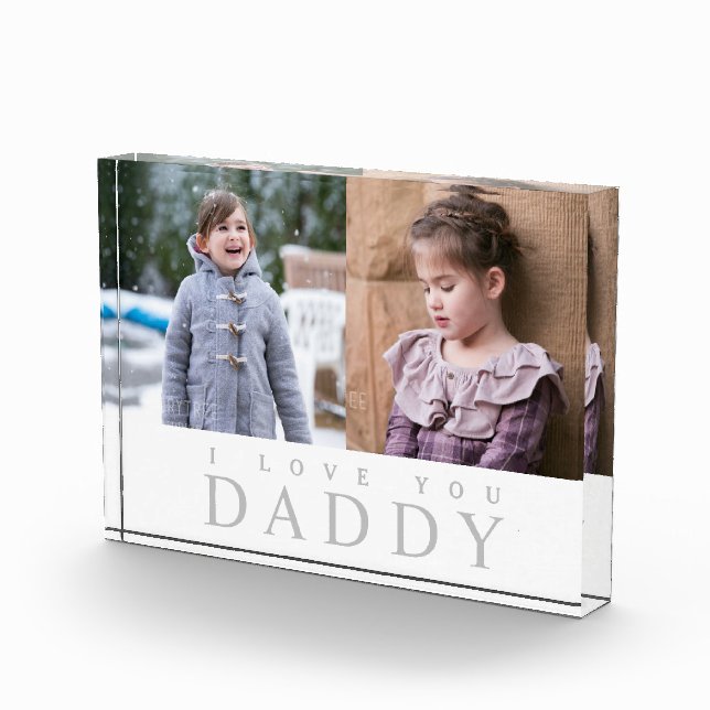 I Love You Daddy Elegant 2 Photo Collage Block (Right)