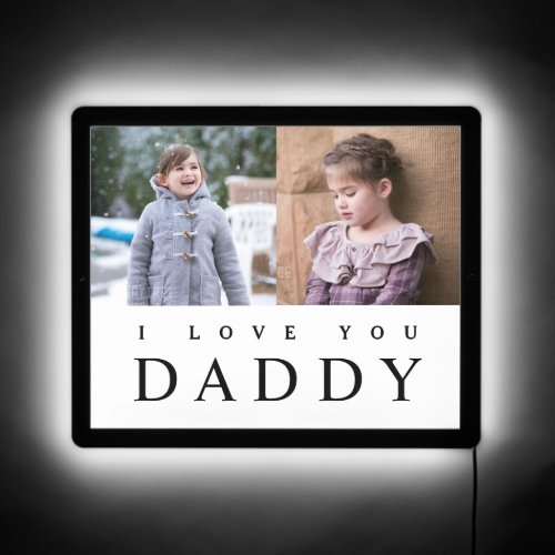 I Love You Daddy Elegant 2 Photo Collage LED Sign