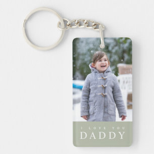 I Love You Daddy Modern Sage Green 2 Photo Keychain