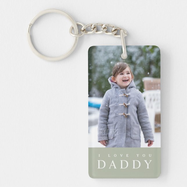 I Love You Daddy Modern Sage Green 2 Photo  Keychain (Front)