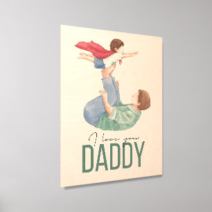 I Love You Daddy Superhero Father and Child Wood W Photo Tile