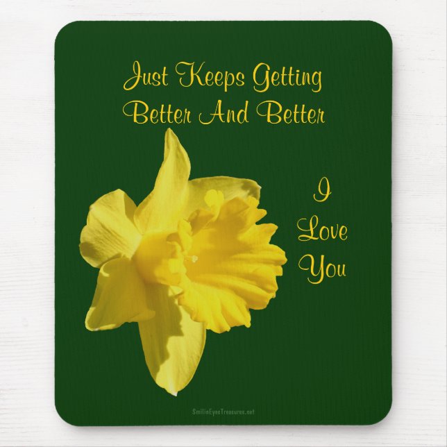 I Love You Daffodil Flower Photo Mousepad (Front)