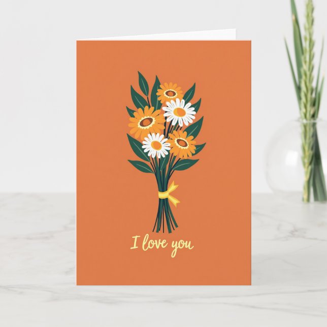 I Love You Daisies Bouquet Card (Front)