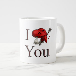 I Love You deadly wounded heart with arrow Giant Coffee Mug