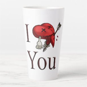 I Love You deadly wounded heart with arrow Latte Mug