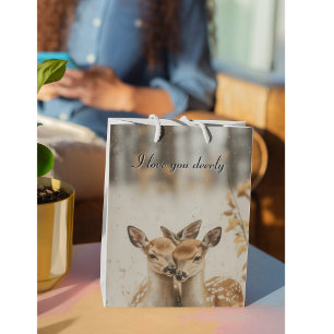 I Love You Deerly Twin Fawns Valentine Medium Gift Bag