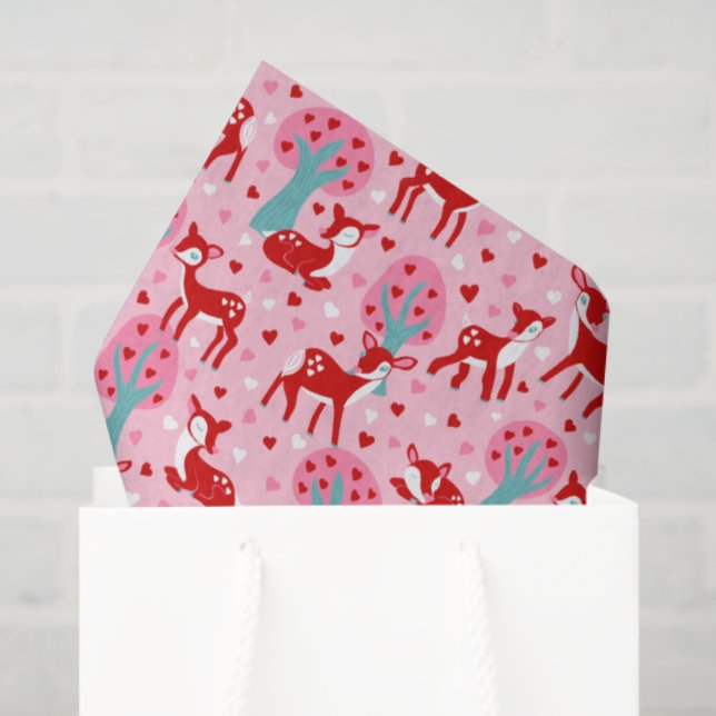 I Love You Deerly Valentines Day Deer Patterned Tissue Paper (Gift Bag)