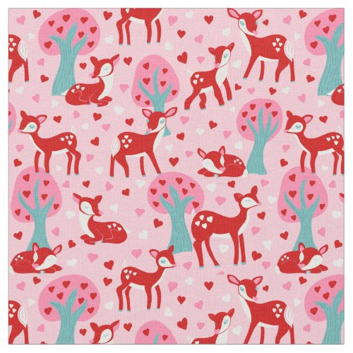 I Love You Deerly Valentines Day Patterned Fabric