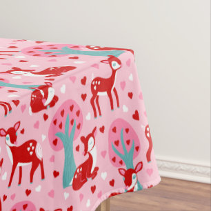 I Love You Deerly Valentines Day Patterned Tablecloth