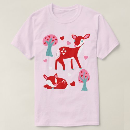 I Love You Deerly Valentines Day Themed T_Shirt