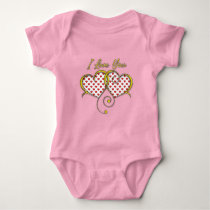 I Love You Design Gold Hearts Baby Bodysuit