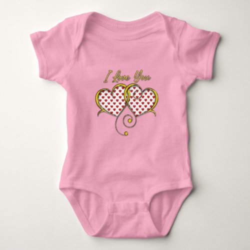 I Love You Design Gold Hearts Baby Bodysuit
