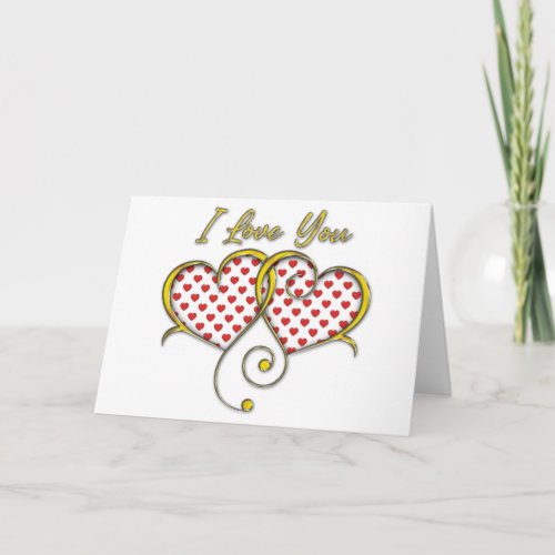 I Love You Design Gold Hearts Card