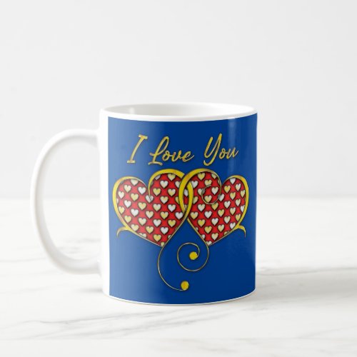 I Love You Design Gold Hearts Coffee Mug