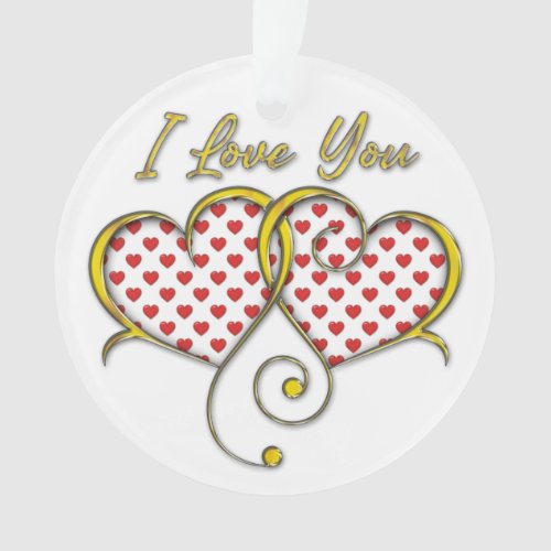 I Love You Design Gold Hearts Ornament