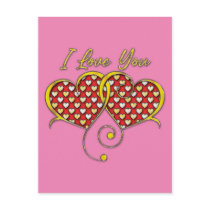 I Love You Design Gold Hearts Postcard