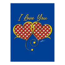 I Love You Design Gold Hearts Poster