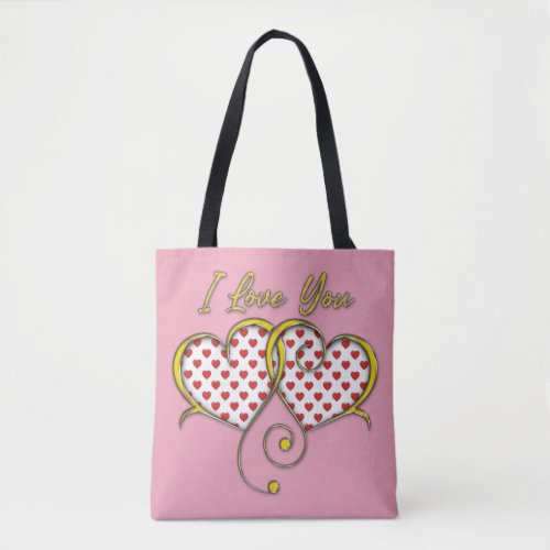 I Love You Design Gold Hearts Tote Bag