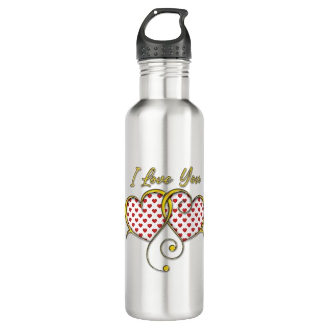 I love You Design Stainless Steel Water Bottle (Front)