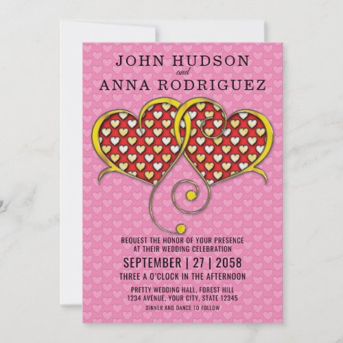 I Love You Design with Gold Hearts Announcement