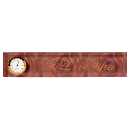 I love you desk nameplate with clock