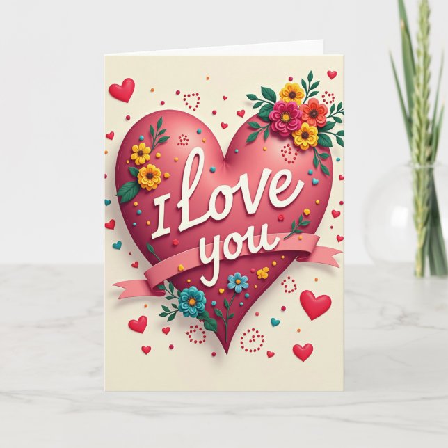 I Love You Dotted Heart Card (Front)