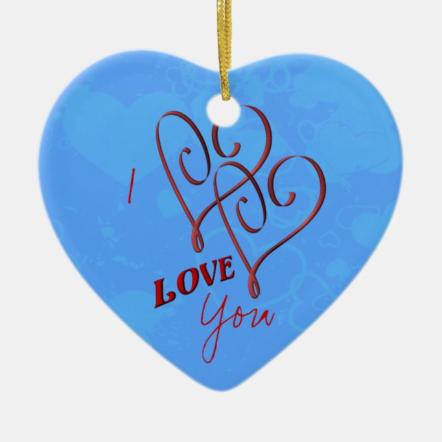 I Love You Double Hearts Ornament (Front)