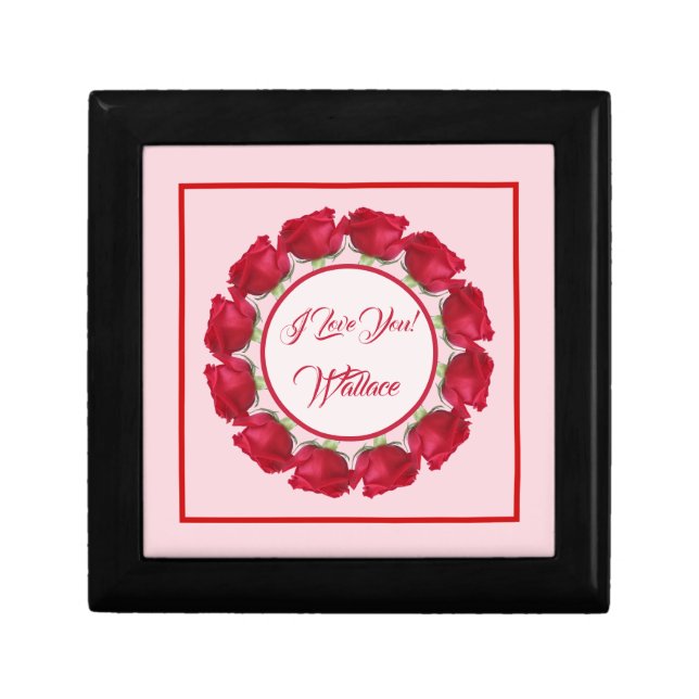 I Love You Dozen Red Roses Keepsake Wooden Box (Front)
