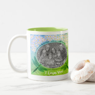 I Love You Dragonfly Daisies Cute Photo Two-Tone Coffee Mug
