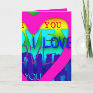 I Love You Electric Colors Pop Art V Greeting card