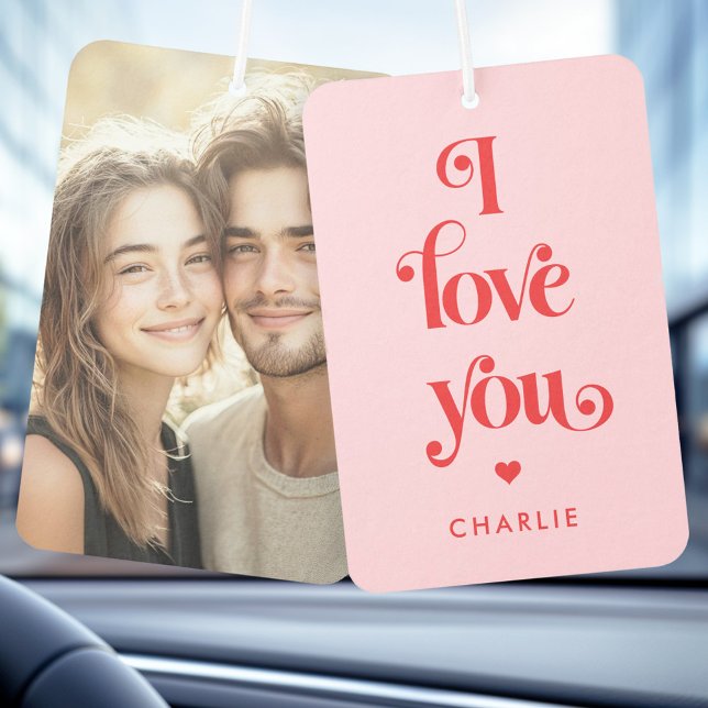 I love you elegant retro red pink Valentine's day Air Freshener (I love you elegant retro red pink Valentine's day Air Freshener)