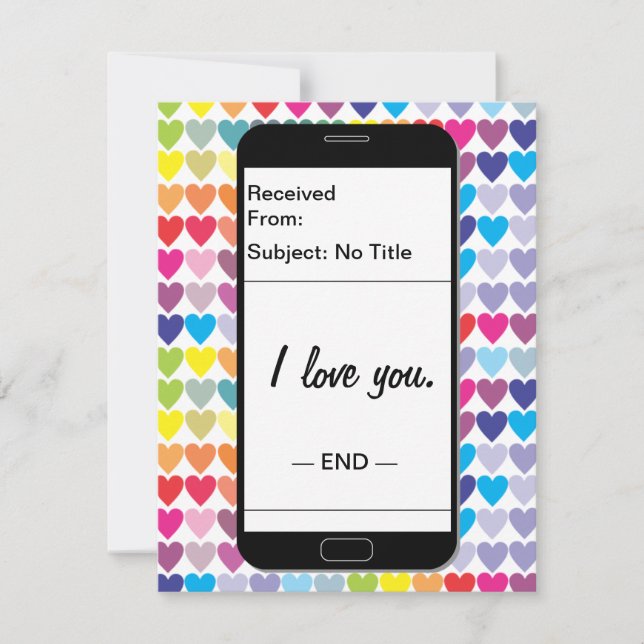 I Love You Email Smartphone Romantic Valentine's Holiday Card (Front)