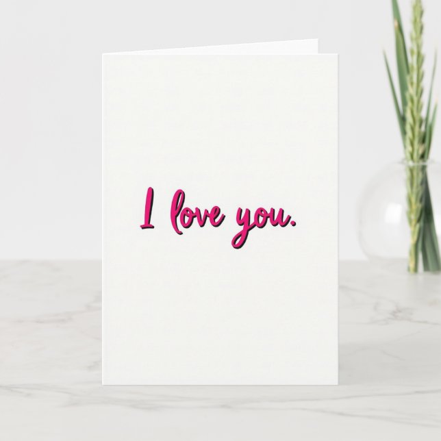 I Love You Embossed Pink Card (Front)