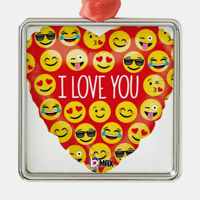 I love you emoji heart metal ornament (Front)
