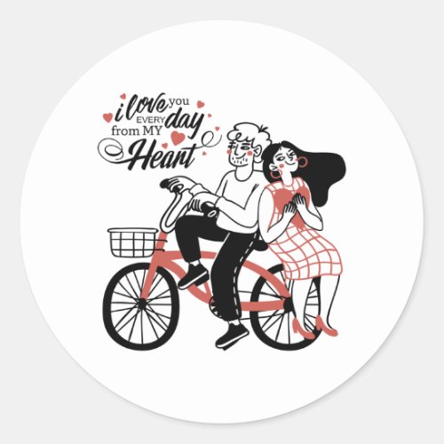 I Love You Every Day From My Heart Happy Valentine Classic Round Sticker