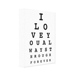 I Love You Eye Chart Canvas | Zazzle