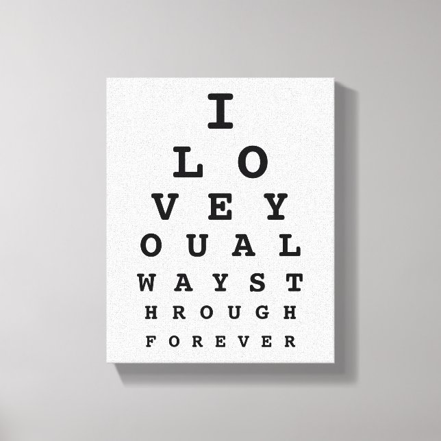 I Love You Eye Chart Canvas Print (Front)