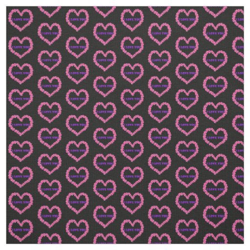 I Love You Fabric Black Background