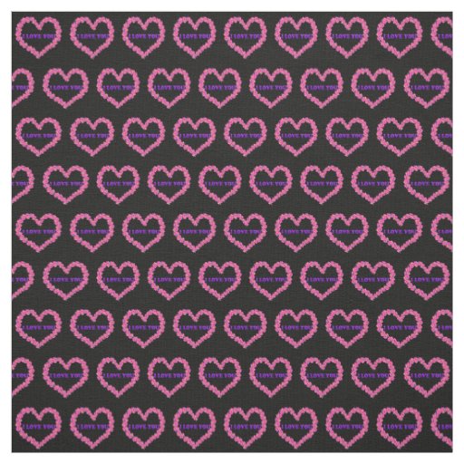I Love You Fabric Black Background