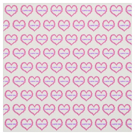 I Love You Fabric White Background