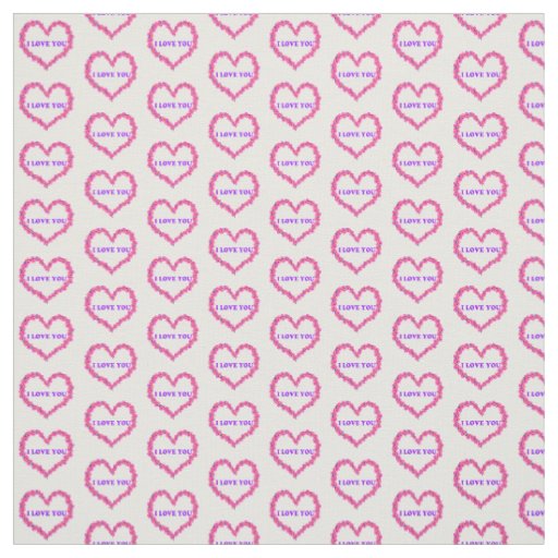 I Love You Fabric White Background
