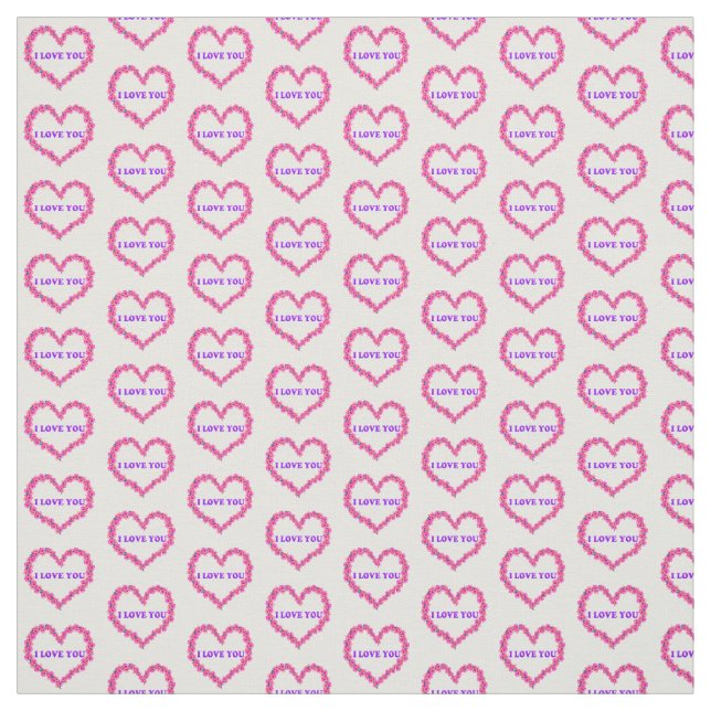 I Love You Fabric White Background (Swatch)