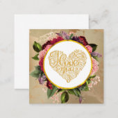 I Love You Fancy Golden Ornate Heart Square Business Card (Front/Back)