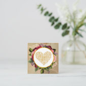 I Love You Fancy Golden Ornate Heart Square Business Card (Standing Front)