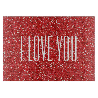 I Love You Faux Glitter or Your Own Text Cutting Board