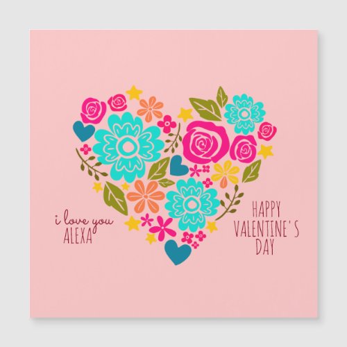 I LOVE YOU FLORAL HEART VALENTINES DAY MAGNETIC