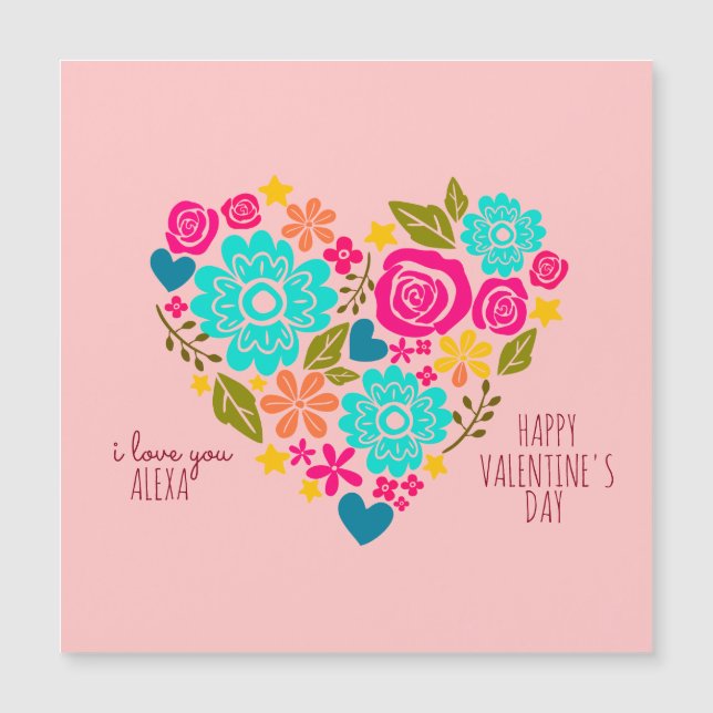 I LOVE YOU FLORAL HEART VALENTINE'S DAY MAGNETIC (Front)
