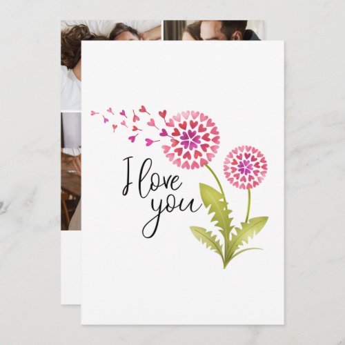 I love You Floral Valentines Day Holiday Card